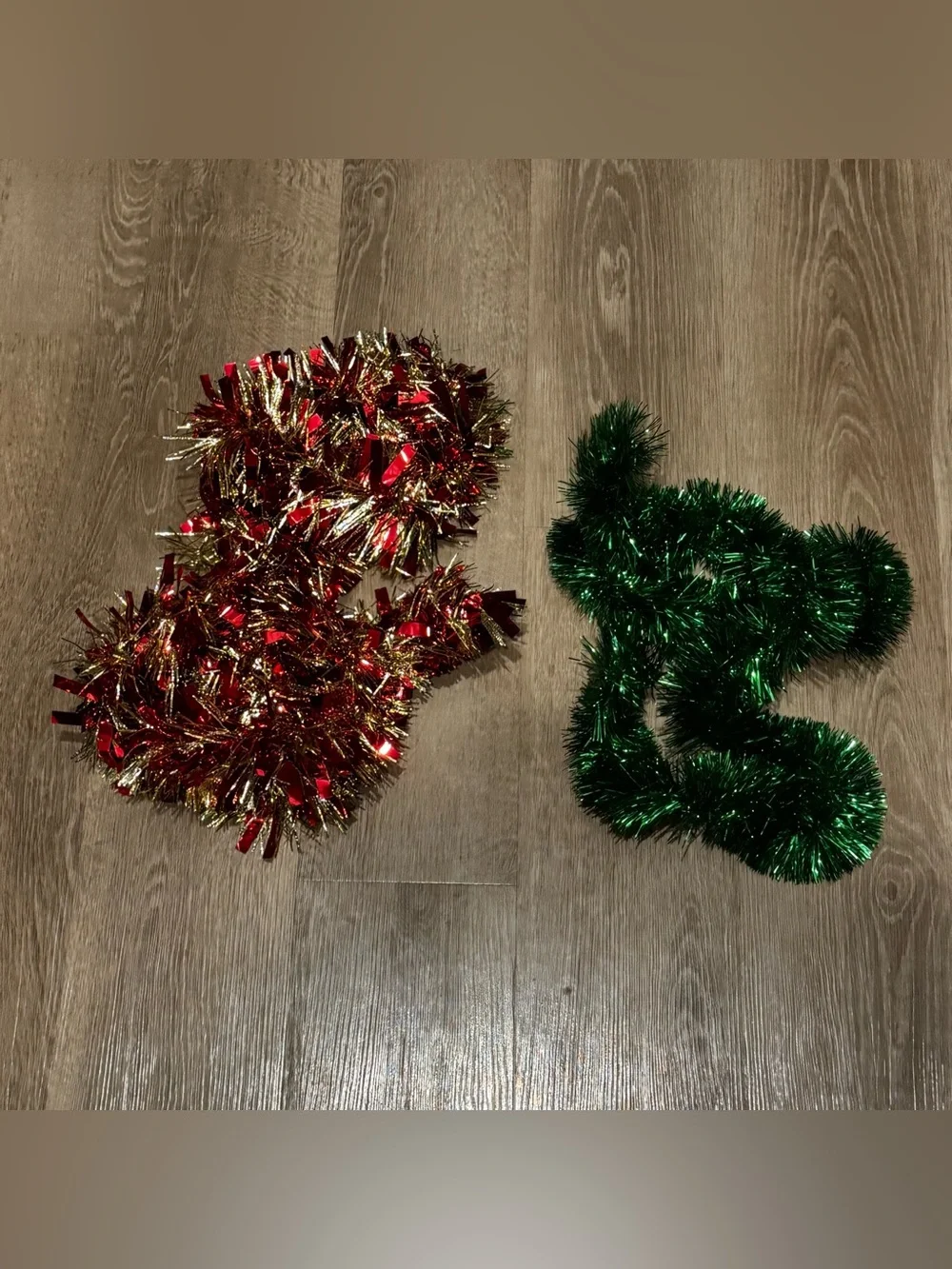 Festive Red & Gold and Green Tinsel Garland Set - Holiday Home Decor